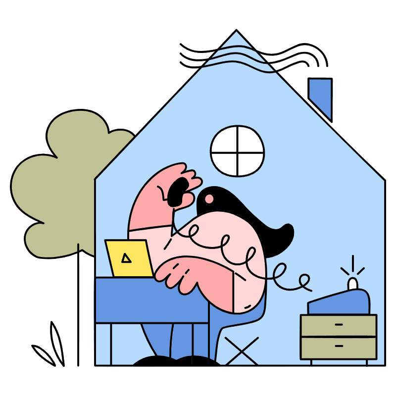 Work From Home Illustration from New York Set