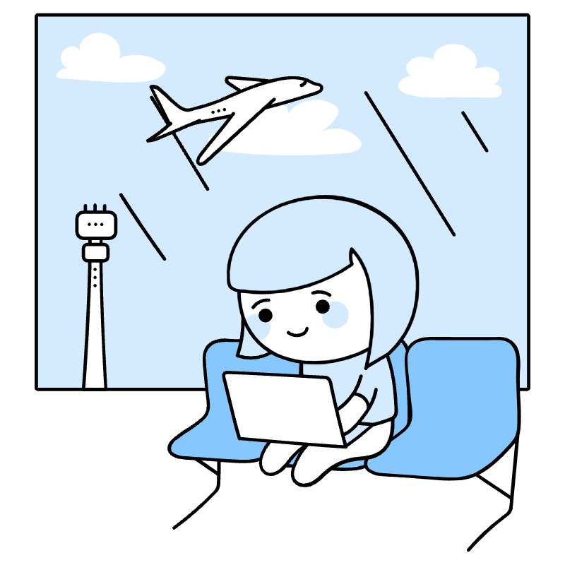 Digital Nomad Working In Airport Illustration from Seoul Duotone Set