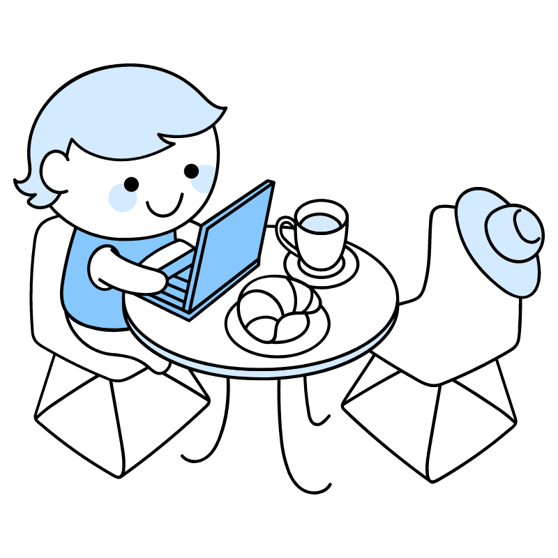 Digital Nomad Working In Coffee Shop Illustration from Seoul Duotone Set