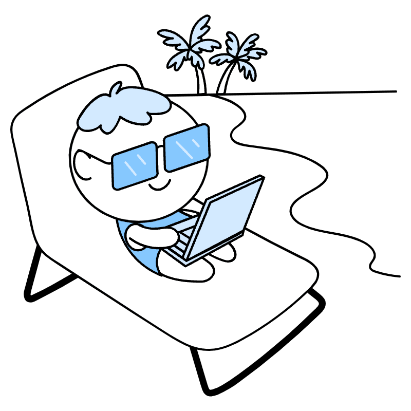 Digital Nomad Working Near Beach Illustration from Seoul Duotone Set