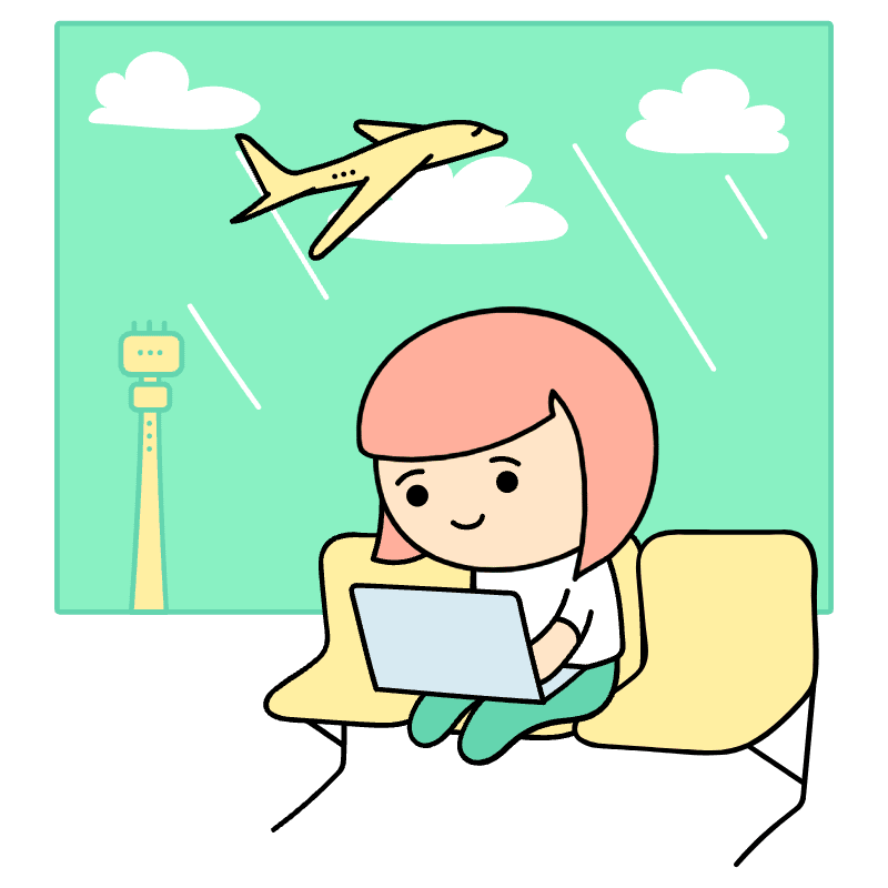 Digital Nomad Working In Airport Illustration from Seoul Set