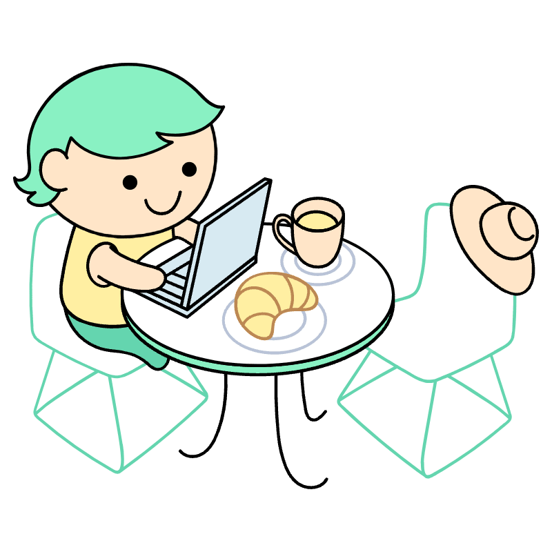 Digital Nomad Working In Coffee Shop Illustration from Seoul Set