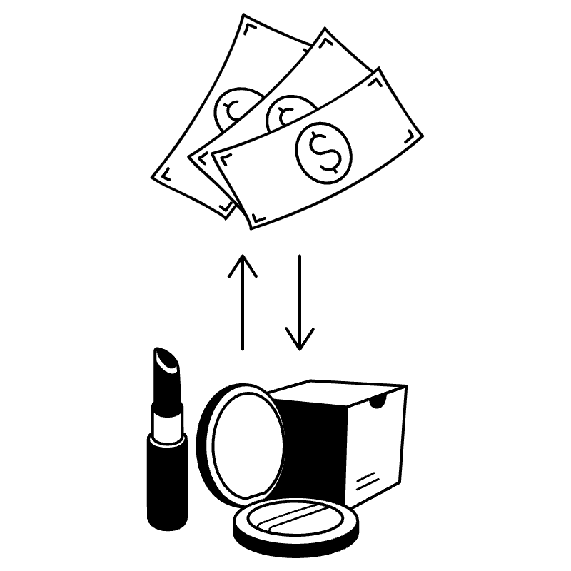 Payment Processed Money Beauty Products Illustration from Milano Set