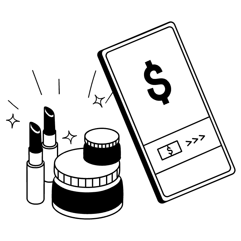 Payment Processed Online Payment Smart Phone Beauty Products Illustration from Milano Set