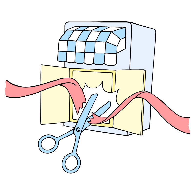 Shopping Shop Inauguration Ready For Business Illustration from Bruxelles Set