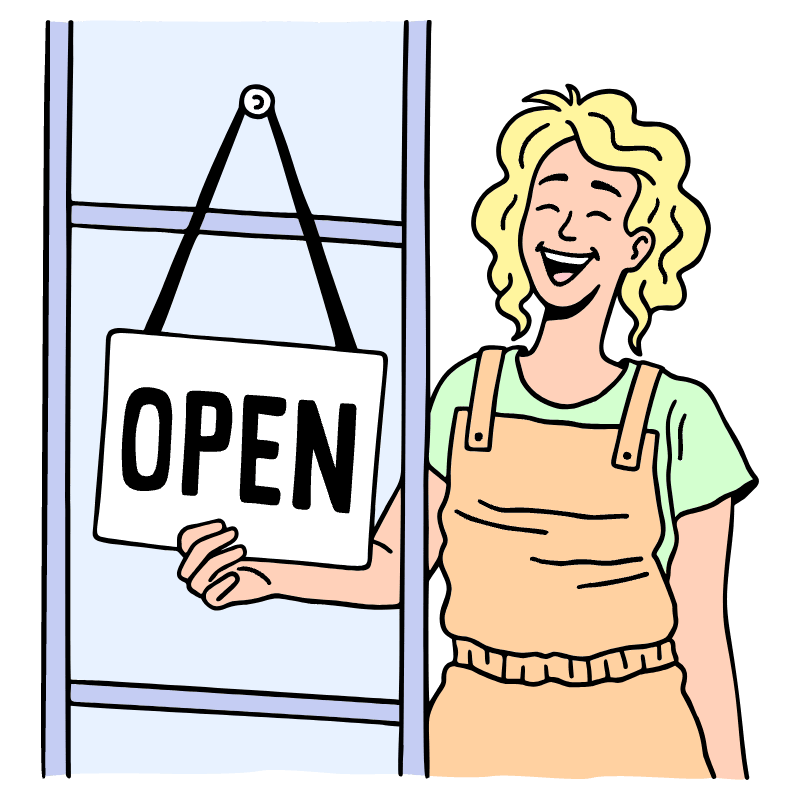 Shopping Shop Open Illustration from Bruxelles Set