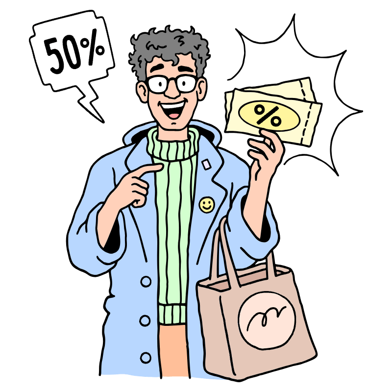 Shopping Using Discount Coupons Illustration from Bruxelles Set