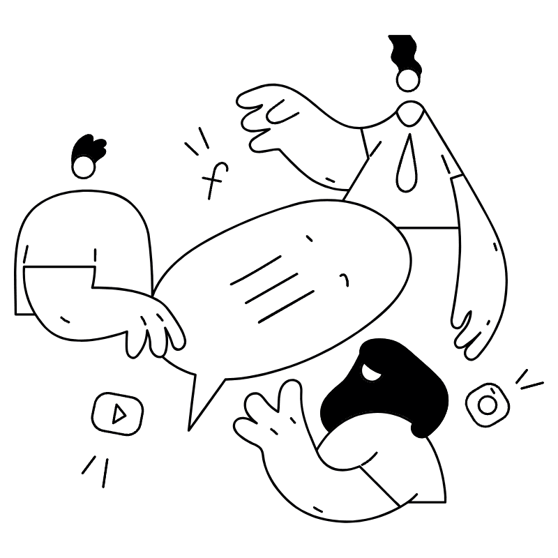 Social Media Discussion Illustration from New York Monoline Set