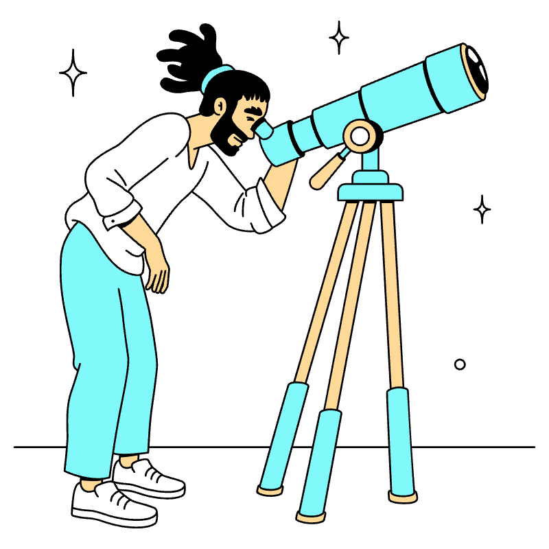 Looking Trough Telescope Illustration from London Set