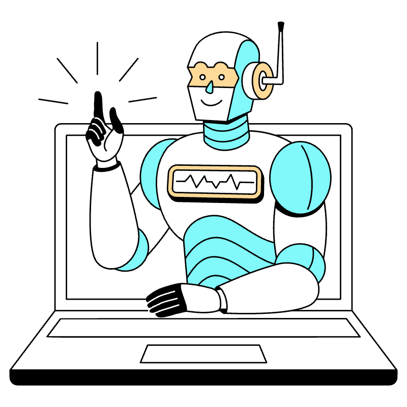 Robot On Laptop Computer Illustration from London Set