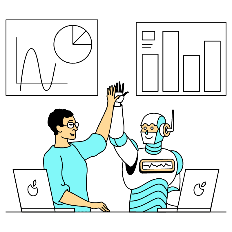 Robot Work Office Team Illustration from London Set