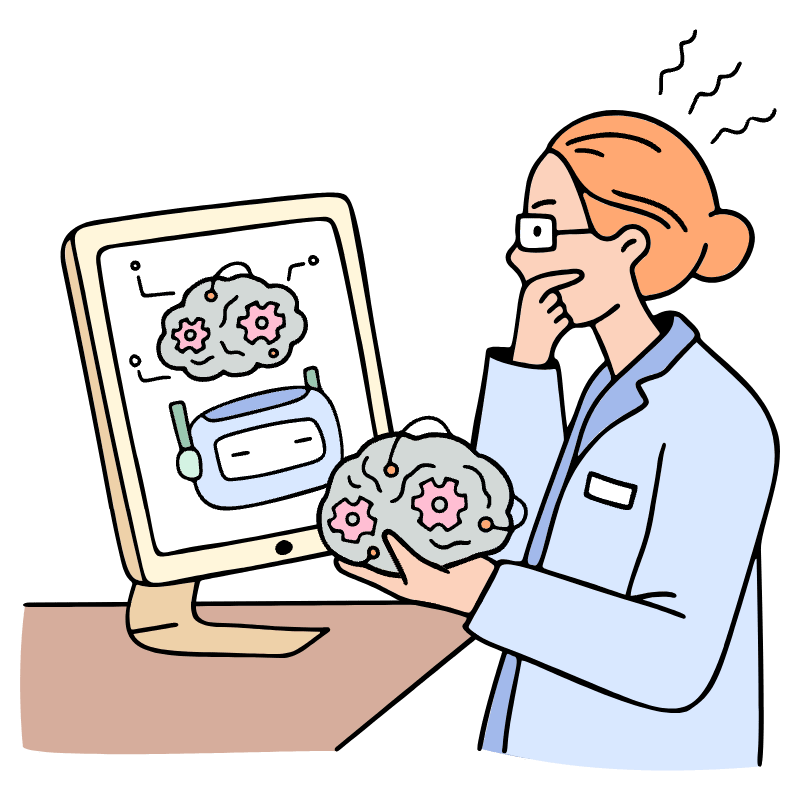 Scientist Working On Robot Brain Illustration from Bruxelles Set