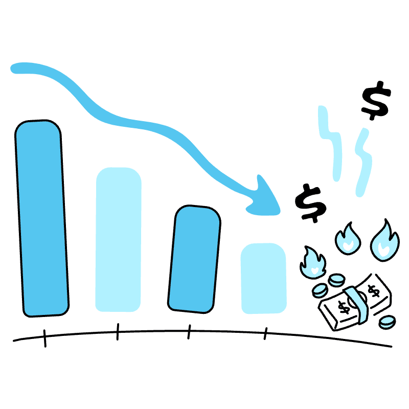 Business Graph Collapsing Illustration from Tokyo Duotone Set