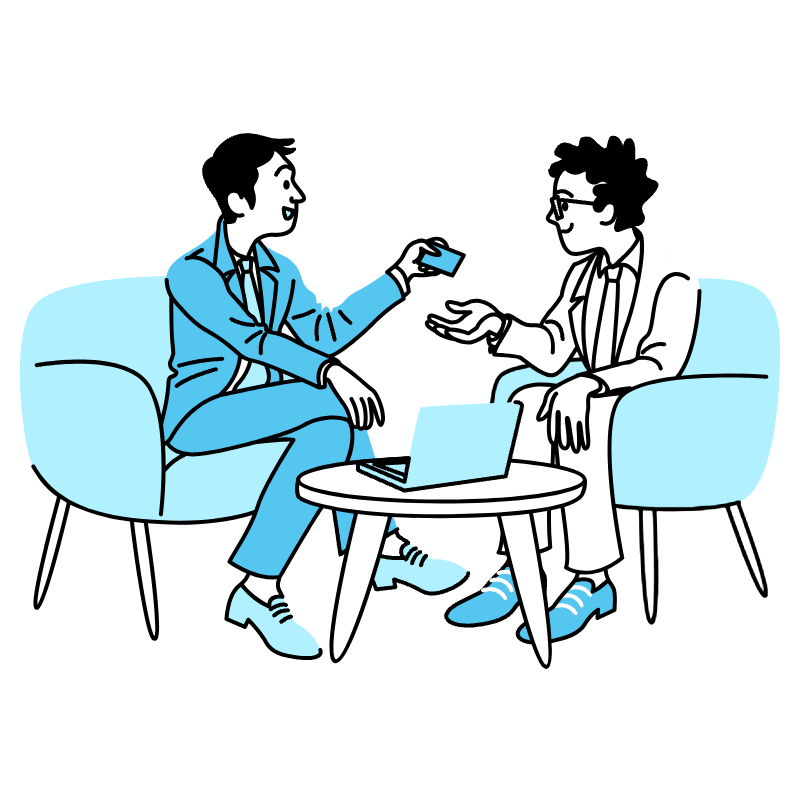 Businessman Giving Business Card Illustration from Tokyo Duotone Set