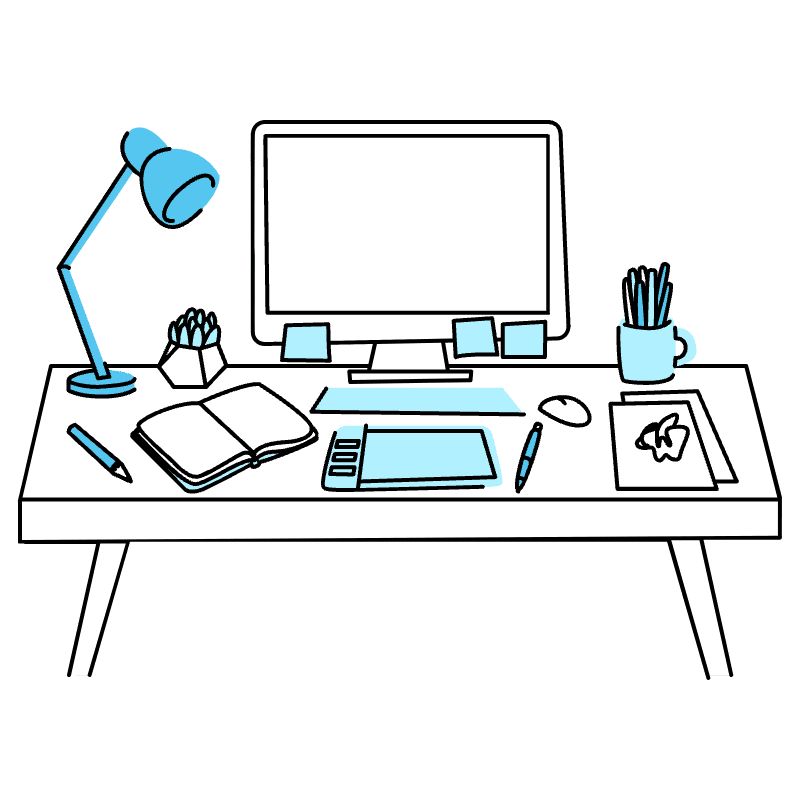 Designer Desk Illustration from Tokyo Duotone Set