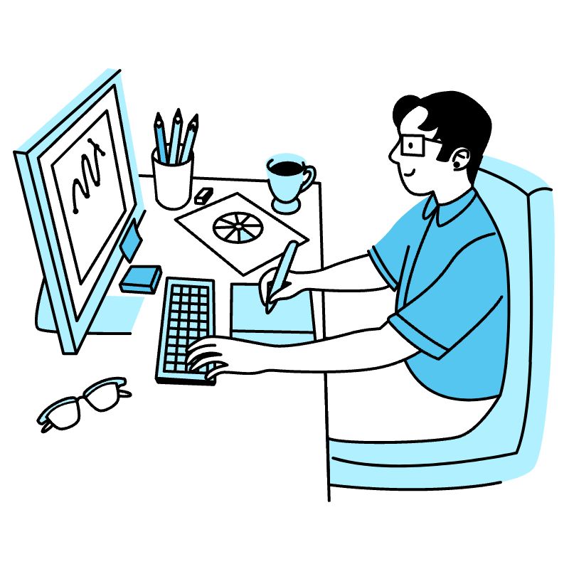 Designer Working Illustration from Tokyo Duotone Set