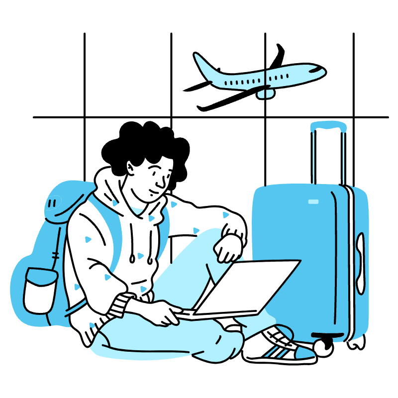 Digital Nomad Airport Illustration from Tokyo Duotone Set