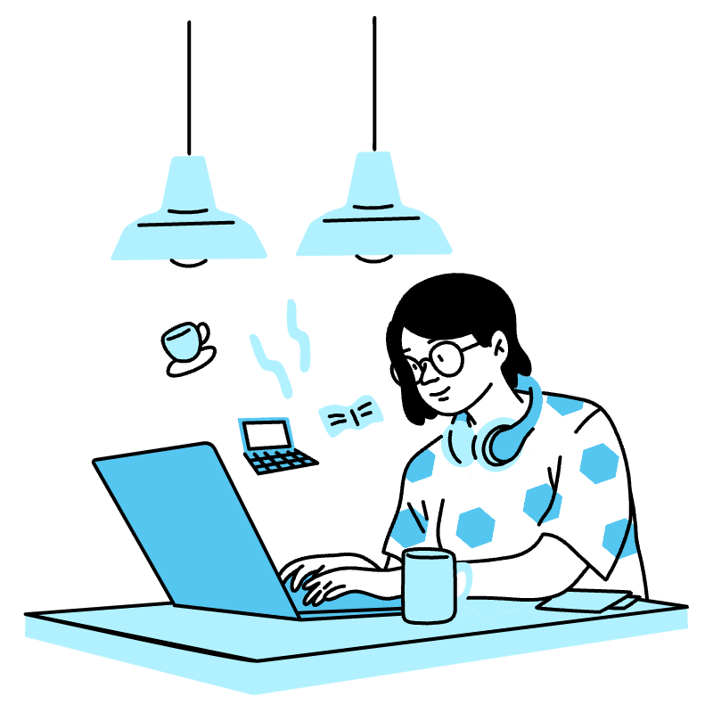 Digital Nomad Coffee Shop Illustration from Tokyo Duotone Set