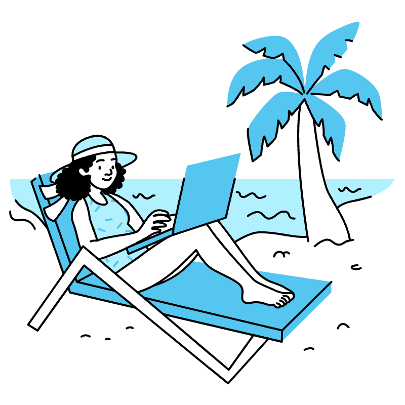 Digital Nomad On Beach Illustration from Tokyo Duotone Set
