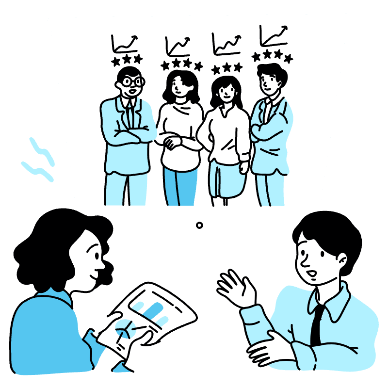Evaluate Performance Employee Team Illustration from Tokyo Duotone Set