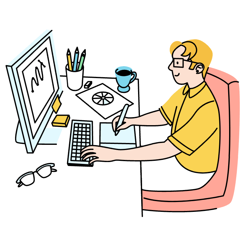 Designer Working Illustration from Tokyo Set