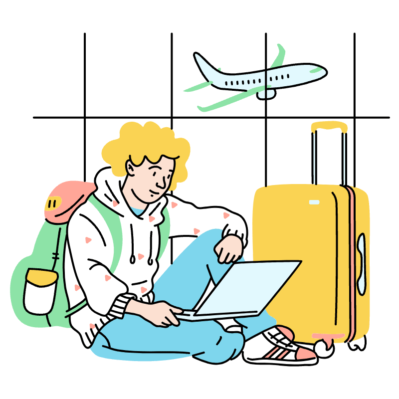 Digital Nomad Airport Illustration from Tokyo Set
