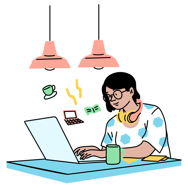 Digital Nomad Coffee Shop Illustration from Tokyo Set