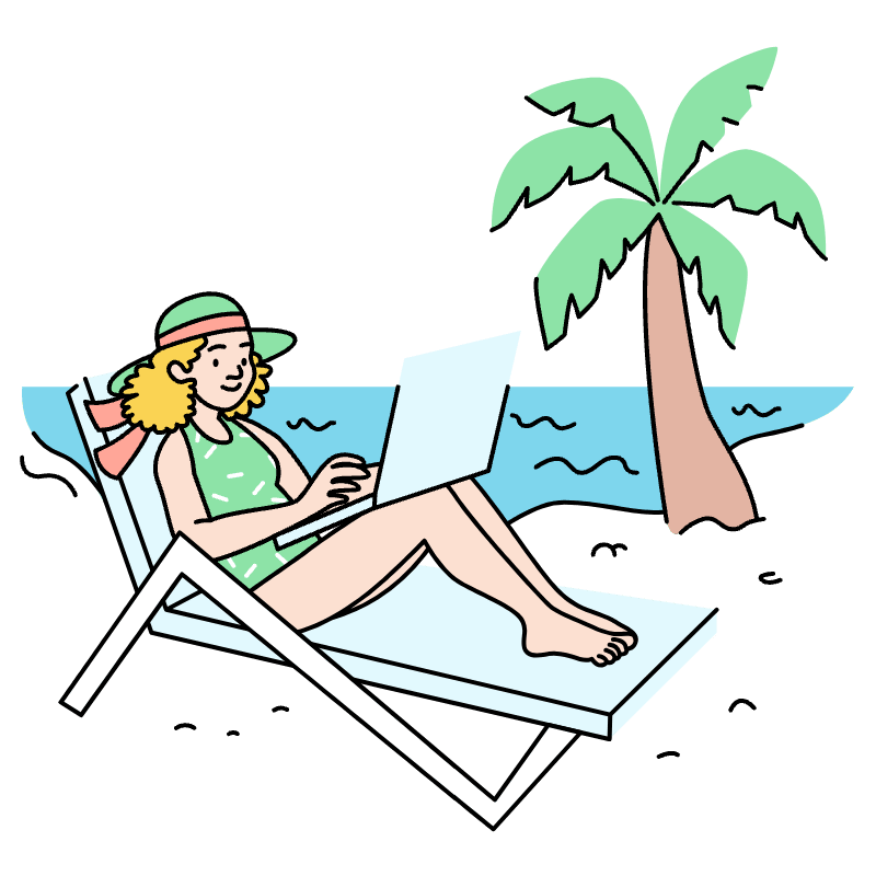 Digital Nomad On Beach Illustration from Tokyo Set