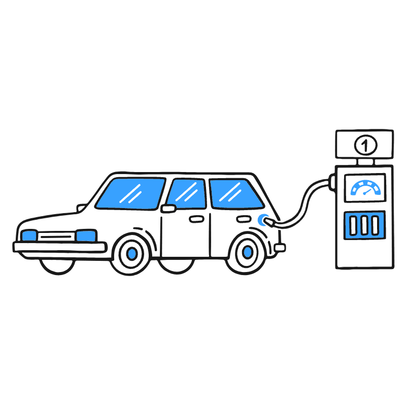 Car Getting Gas Illustration from Brooklyn Set
