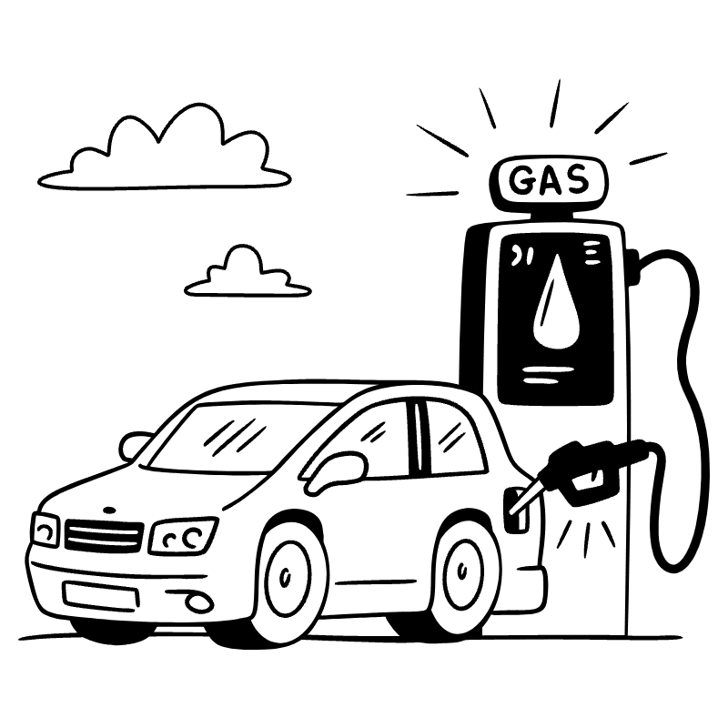 Car Getting Gas Illustration from Milano Set