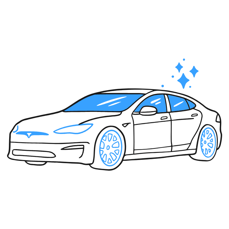 Tesla Car Illustration from Brooklyn Set