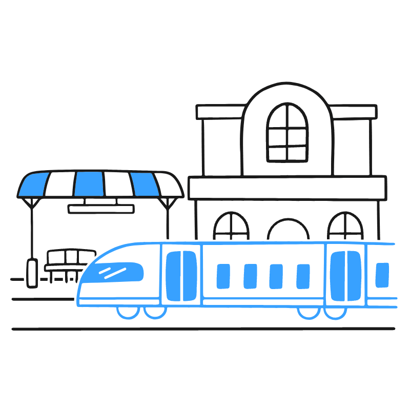 Train Station Illustration from Brooklyn Set