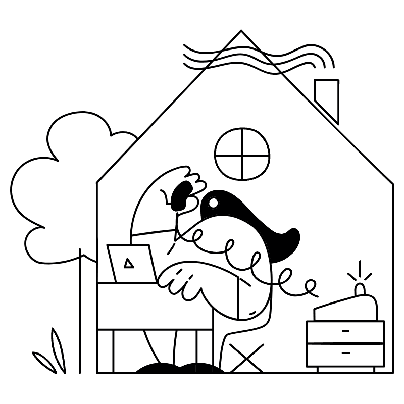 Work From Home Illustration from New York Monoline Set