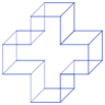 Rectangle Cross Cuboid Wireframe Element from Volumetric Shapes Set