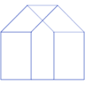 Triangle Square House Wireframe Element from Volumetric Shapes Set