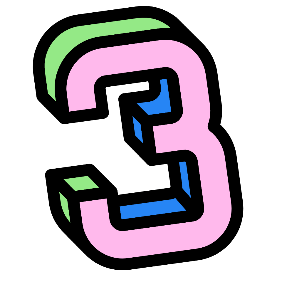 Number 3 Three Element from Retro Shapes Set