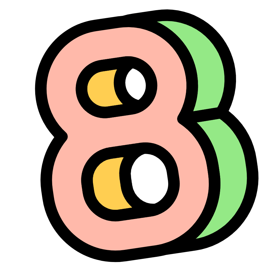 Number 8 Eight Element from Retro Shapes Set