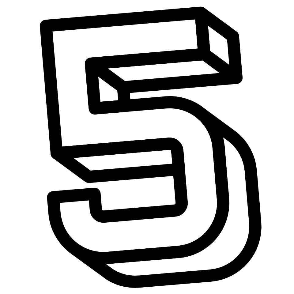 Number 5 Five Element from Retro Shapes Set