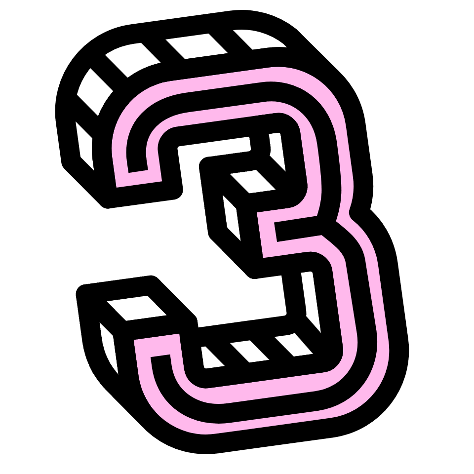 Number 3 Three Element from Retro Shapes Set